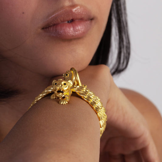 La Cheetah Mythique Cuff / Gold Vermeil & Black Spinel Spots