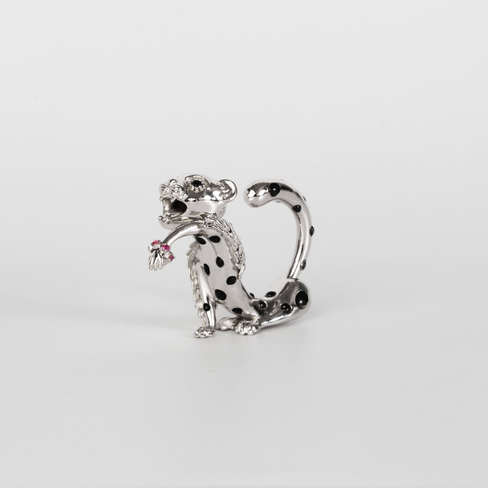La Cheetah Mythique Ring / Silver & Black Hand-Painted Spots