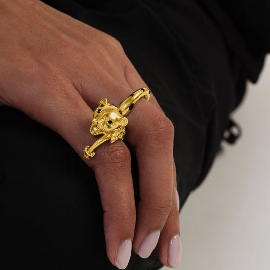 La Cheetah Mythique Ring / Gold Vermeil & Black Hand-Painted Spots