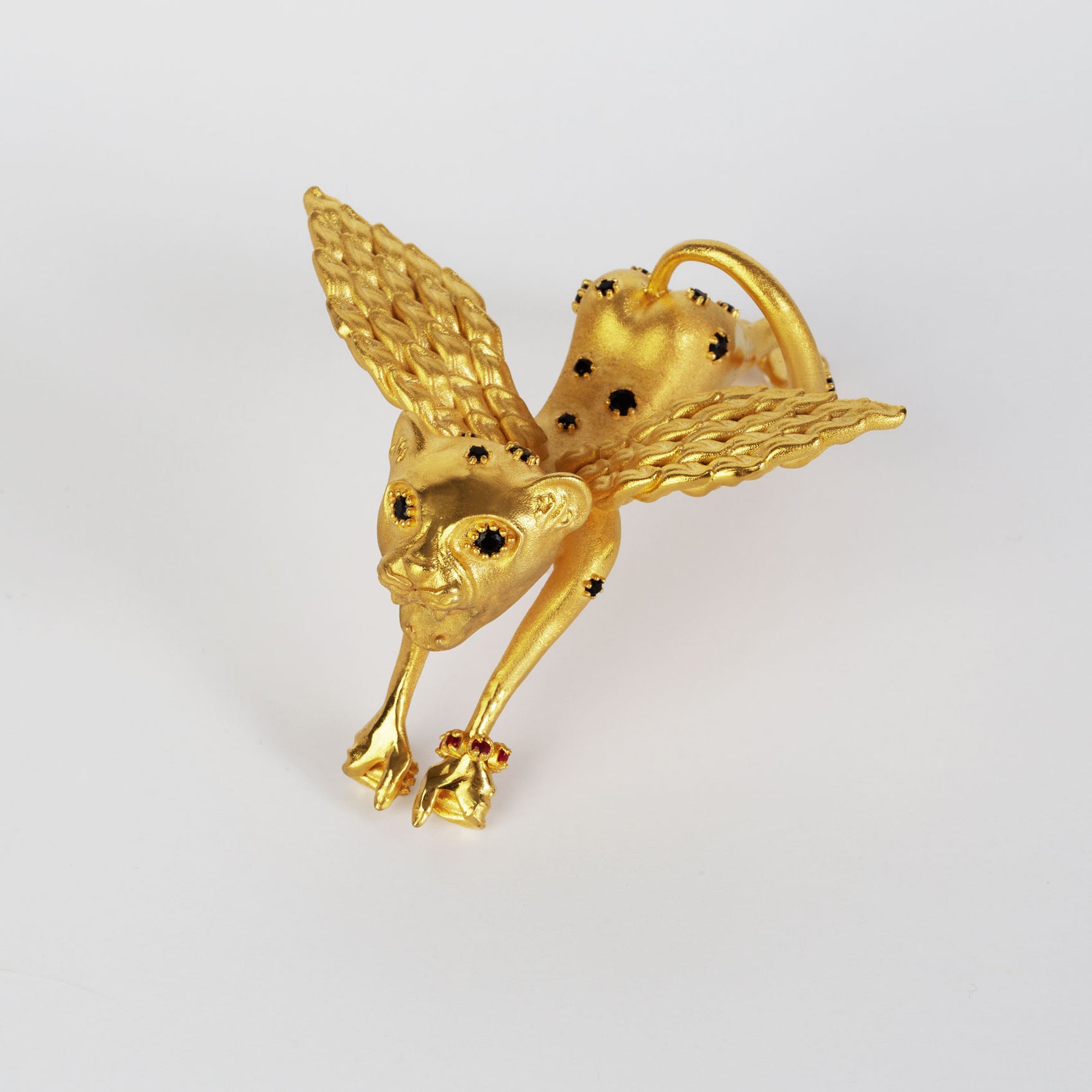 La Cheetah Mythique Shoulder Accessory / Gold Plated Brass & Black Spinel Spots