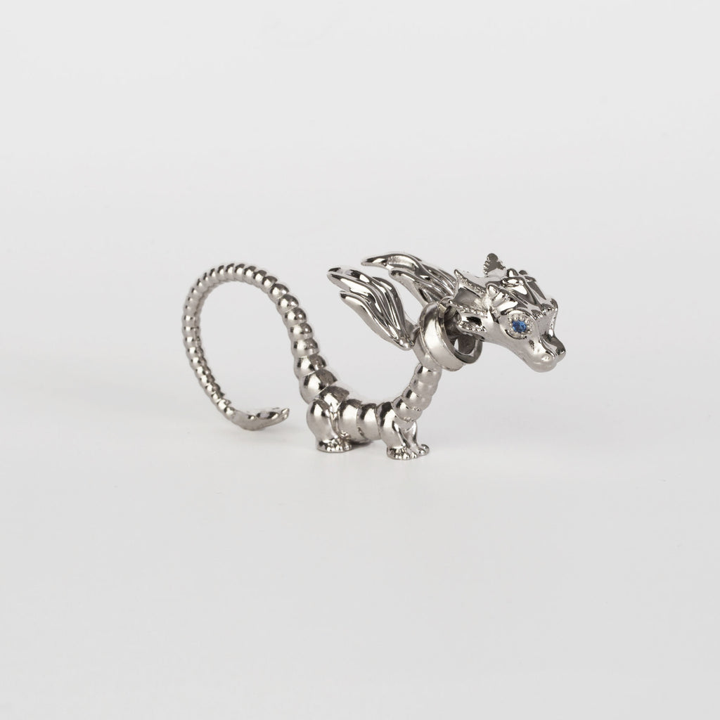 La Dragonne Long Ring / Silver & Plain Collar
