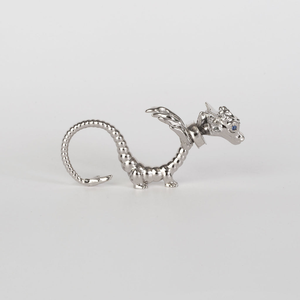 La Dragonne Long Ring / Silver & Plain Collar
