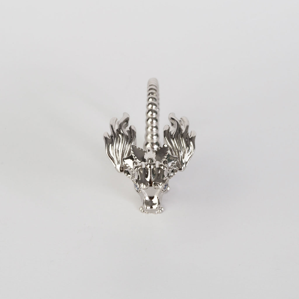 La Dragonne Long Ring / Silver & Plain Collar