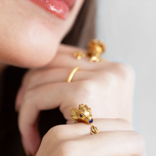 La Dragonne Mini Ring / Gold Vermeil & Biting a Gem Ring