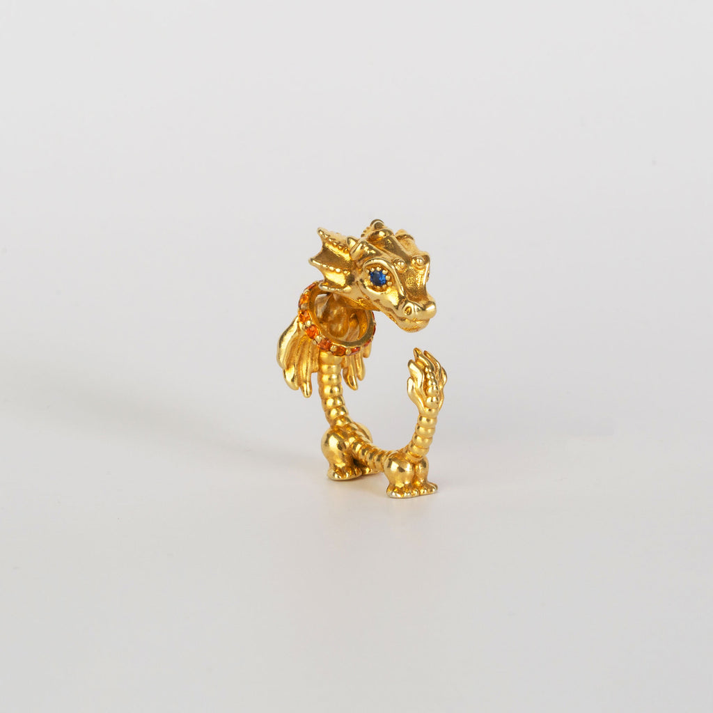 La Dragonne Mini Ring / 18K Gold & Sapphire Necklace