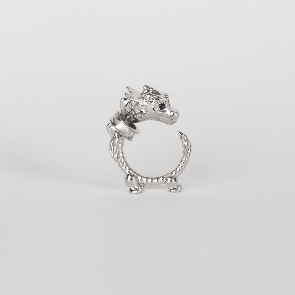 La Dragonne Mini Ring / Silver & Plain Collar