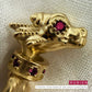 La Petite Dragonne wearring a Collar / 18K Gold Ring & Standing Sculpture