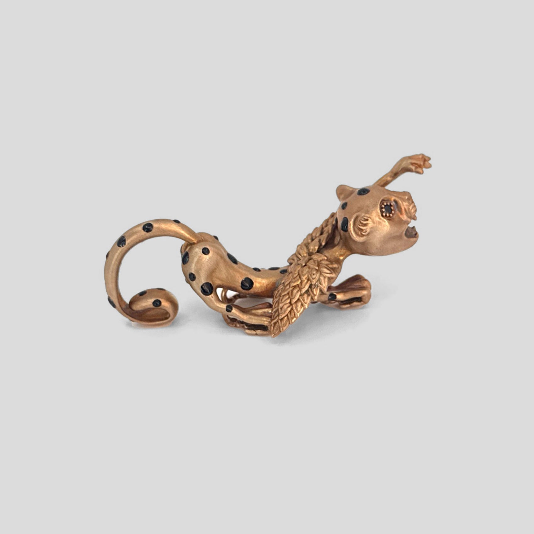 La Cheetah Mythique Shoe Accessory / Bronze & Black Hand-Painted Spots