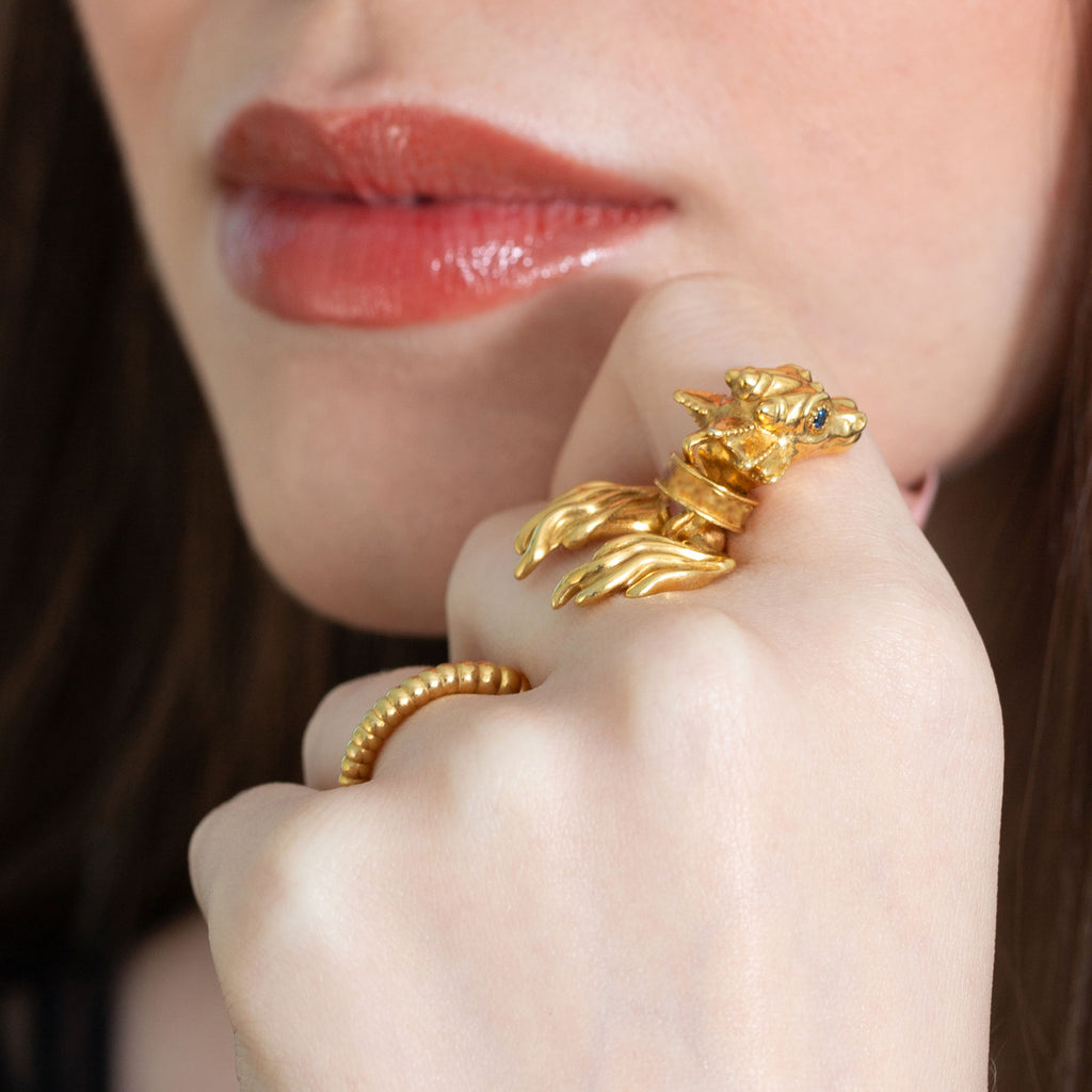 La Dragonne Long Ring / Gold Vermeil & Plain Collar