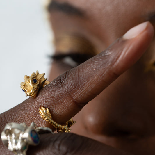 La Dragonne Mini Ring / Gold Vermeil & Plain Collar