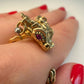 La Petite Dragonne wearing Earrings / 18K Gold Ring & Standing Sculpture