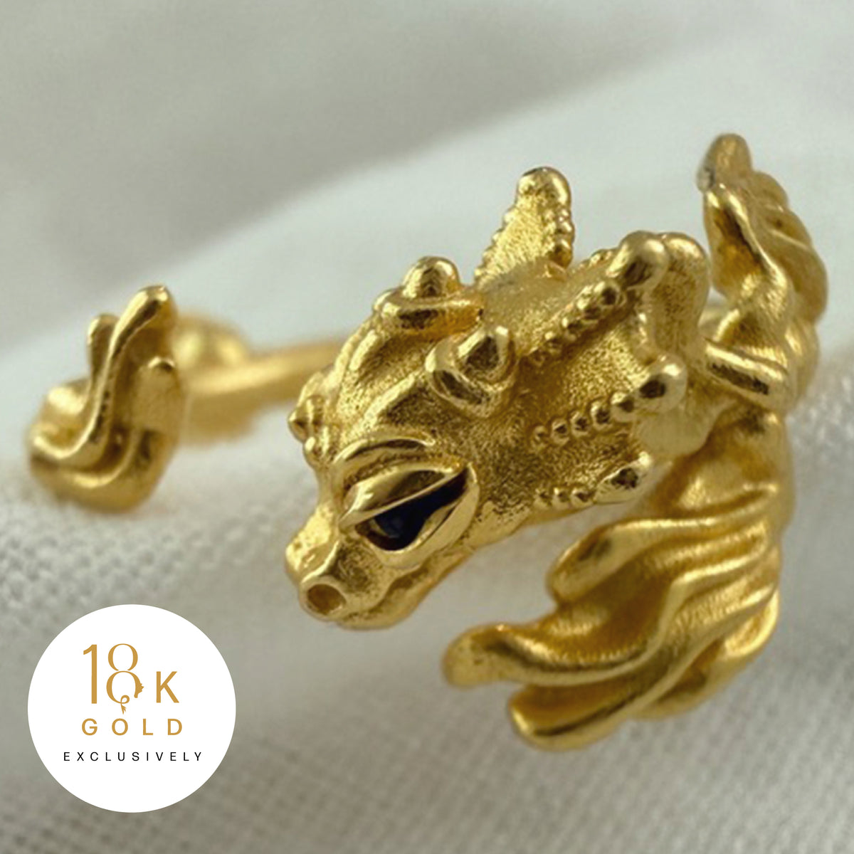 La Petite Dragonne Sleeping / 18K Gold Ring & Standing Sculpture