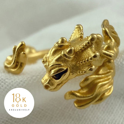 La Petite Dragonne Sleeping / 18K Gold Ring & Standing Sculpture