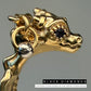 La Petite Dragonne wearing Earrings / 18K Gold Ring & Standing Sculpture