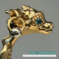 La Petite Dragonne wearing Earrings / 18K Gold Ring & Standing Sculpture